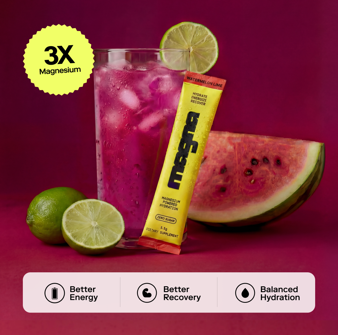 Magna Electrolyte Hydration | Magnesium Powered Electrolytes | Watermelon Lime